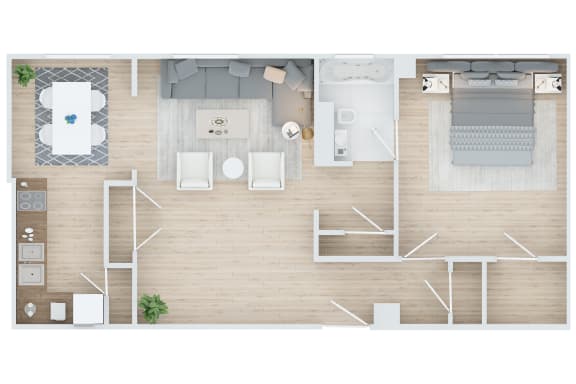 1 bedroom 1 bathroom Floor plan A at The Embassy, St. Louis, 63108