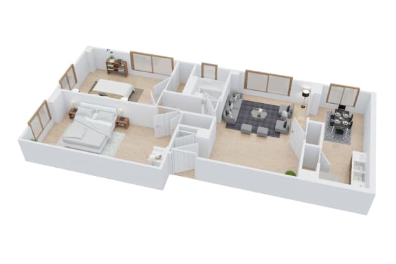 2 bedroom 1 bathroom Floor plan A at The Embassy, St. Louis, 63108
