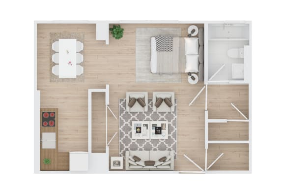 Studio 1 bathroom floor plan C at The Embassy, St. Louis, 63108