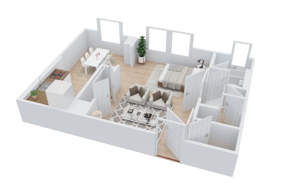 Studio 1 bathroom floor plan B at The Embassy, St. Louis, 63108