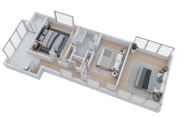 2 bedroom 2 bathroom Floor plan B at The Embassy, St. Louis, 63108