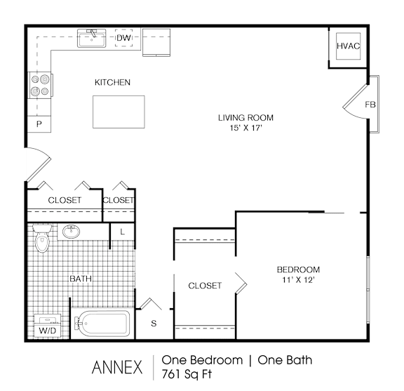 1 bedroom 1 bath A at 275 on the Park Apartments, St. Louis, MO