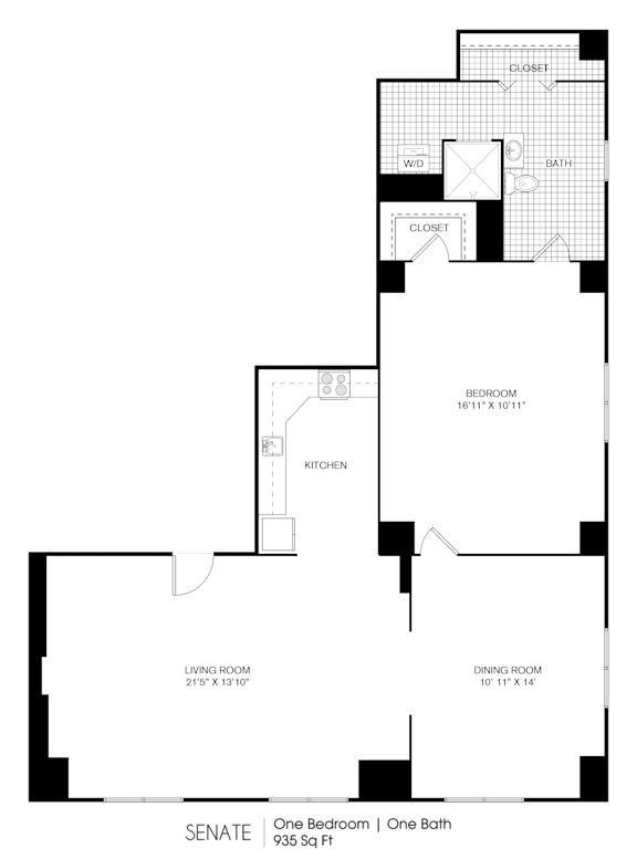 1 bed 1 bathroom C at 275 on the Park Apartments, St. Louis, 63108