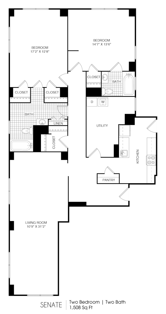 2 bed 2 bath C at 275 on the Park Apartments, St. Louis, MO, 63108
