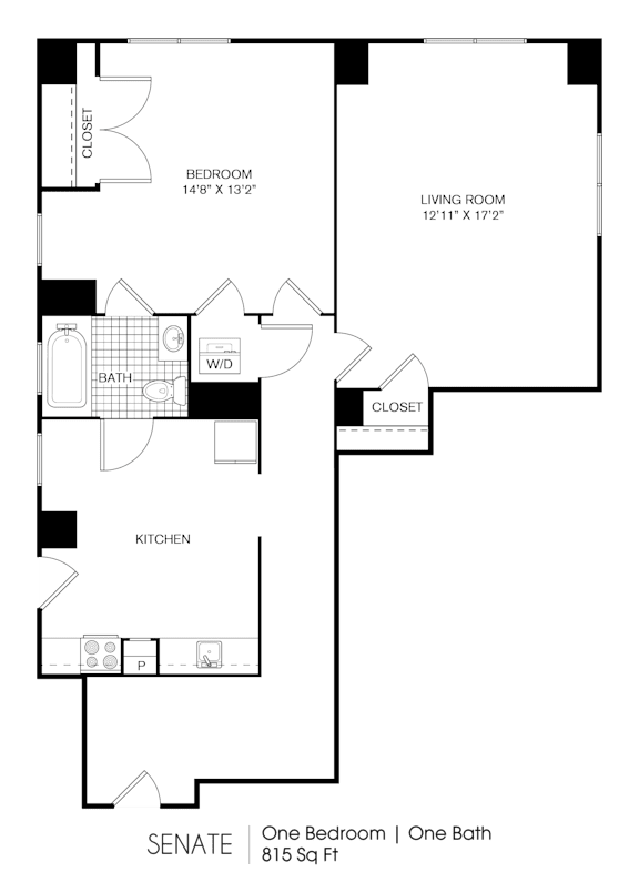1 bed 1 bathroom E at 275 on the Park Apartments, Missouri