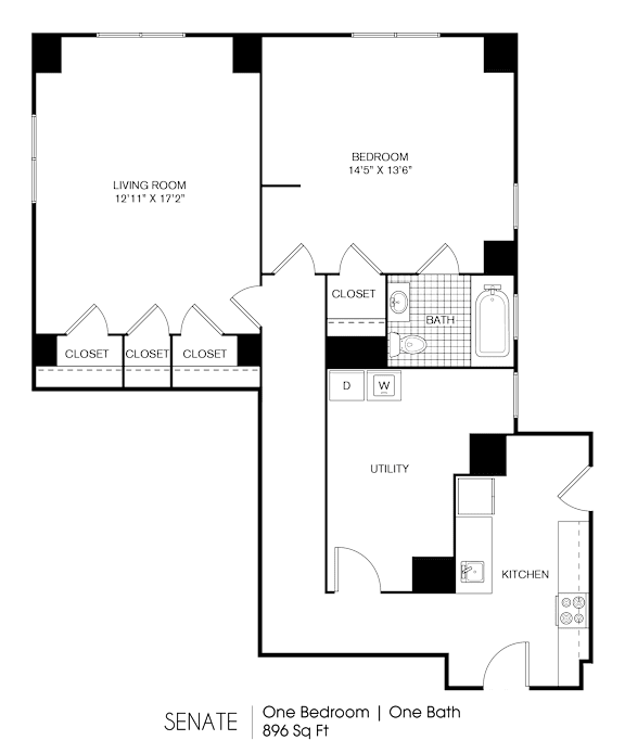 1 bed 1 bathroom F at 275 on the Park Apartments, Missouri, 63108