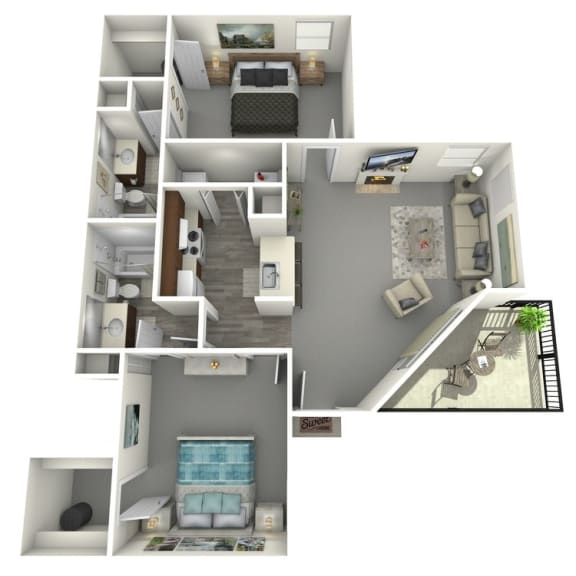 Floor Plan  Hawethorn Floor Plan at The Nova Apartments, Memphis, Tennessee