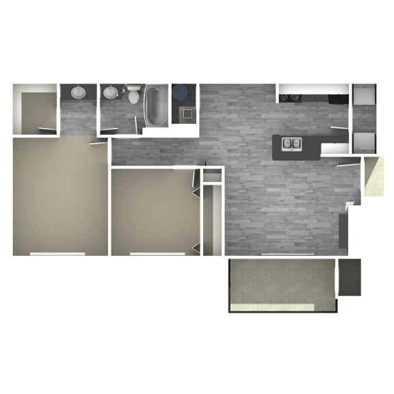 2 bedroom 1 bath Cove Floor Plan at Runaway Bay, Columbus, 43204