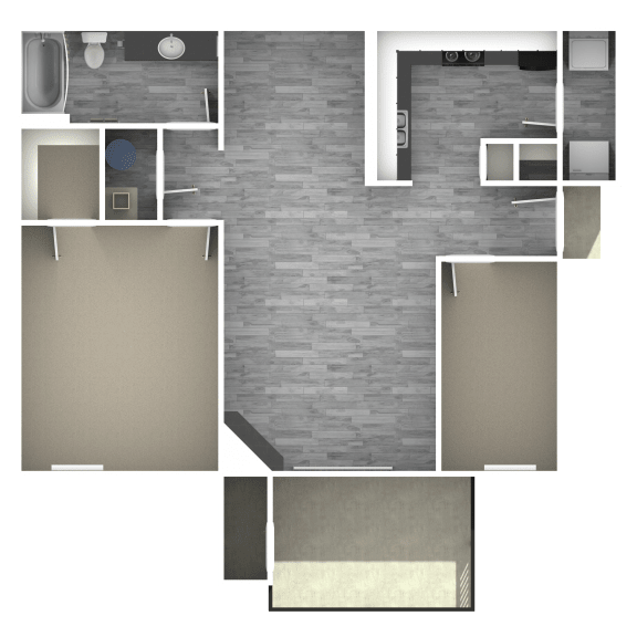 1 bedroom 1 bathroom Delta Floor Plan at Runaway Bay, Ohio