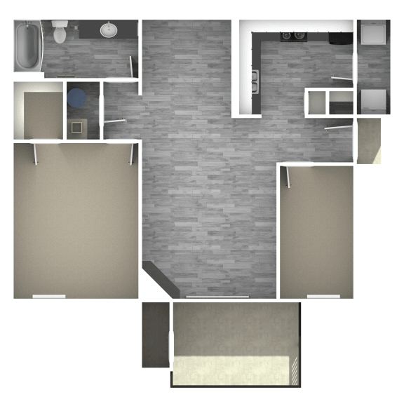 Floor Plan  1 bedroom 1 bath Floor Plan at Runaway Bay, Columbus, OH, 43204