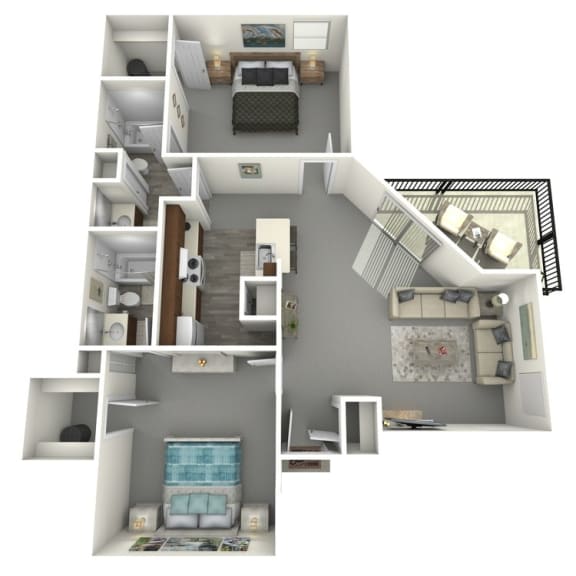 Oak Floor Plan at The Nova Apartments, Memphis, 38115