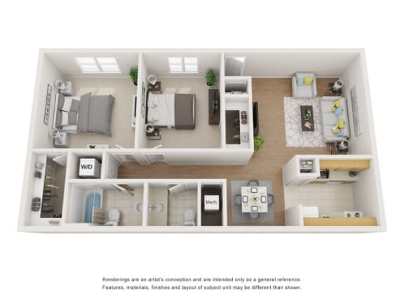 B3 Floor Plan at Whispering Oaks, Texas, 77301