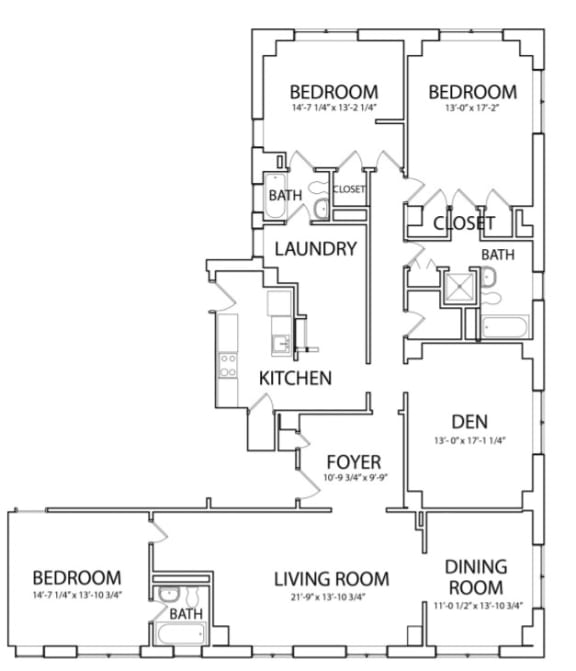 Senate 2334 Floor Plan with 2334 Sq. Ft. at 275 on the Park, St. Louis