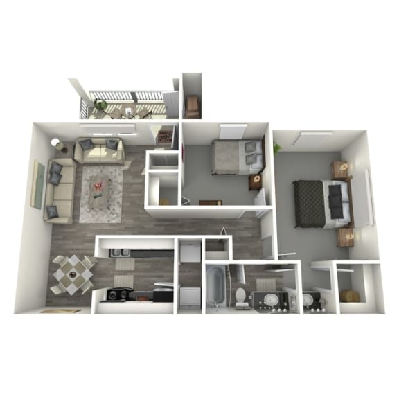 2 bed 1 bath StTropez Floor Plan at Island Club, Ohio