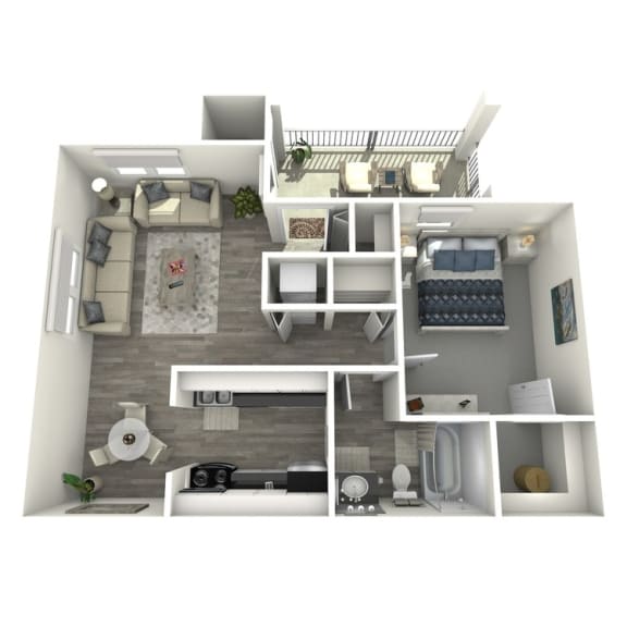 Floor Plan  1 bed 1 bath Tahiti Floor Plan at Island Club, Ohio