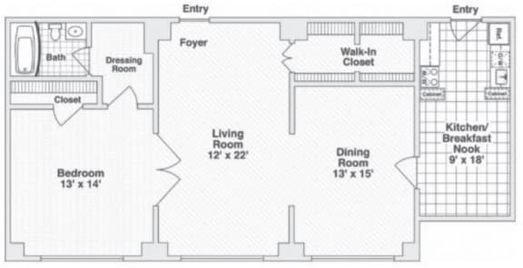 Floor Plan  Westmoreland 1020 Floor Plan with 1020 Sq. Ft. at 275 on the Park, St. Louis