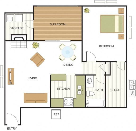 Unit A1 - one bed, one bath E at Newport Apartments, Texas, 75062