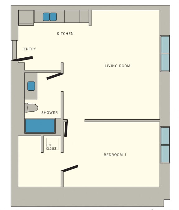 A4 Floor Plan at Aviator at Brooks Apartments, Clear Property Management, San Antonio, Texas