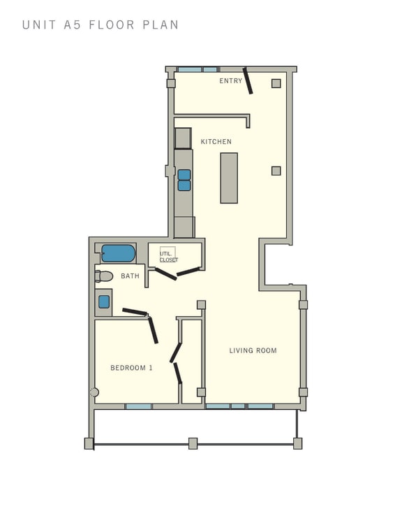 A5 Floor Plan at Aviator at Brooks Apartments, Clear Property Management, San Antonio, TX, 78235
