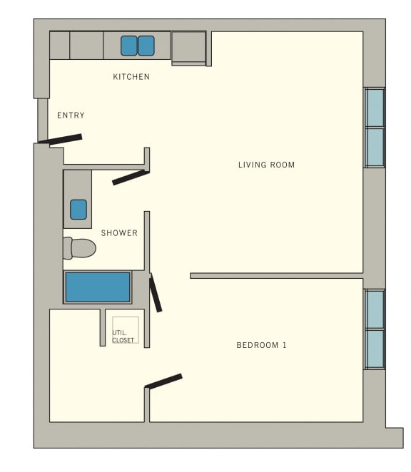 A6 Floor Plan at Aviator at Brooks Apartments, Clear Property Management, Texas