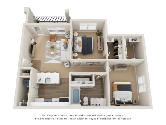 The Cedar Floor Plan at Club at Woodside Apartments in Marysville, OH