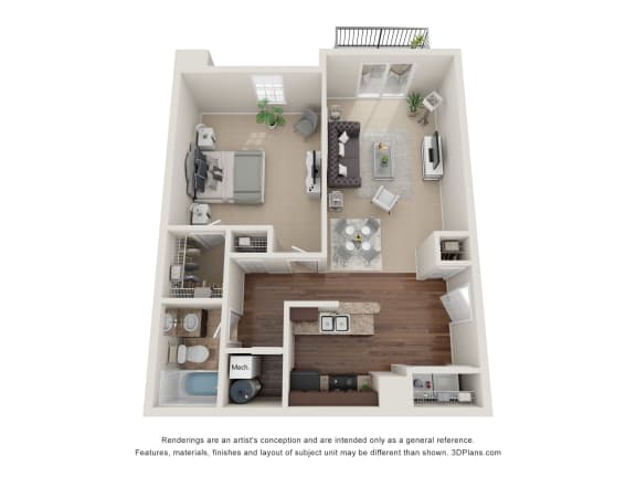 1-Bedroom Penthouse Floor Plan