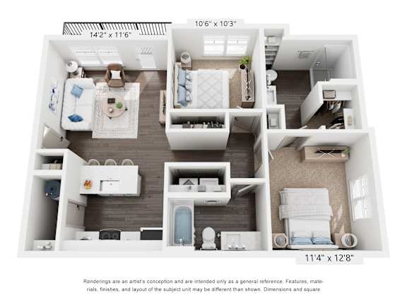 The Triple Crown 2 Bedroom Apartment Floor Plan at Keeneland Place in Grove City Ohio