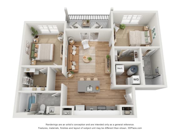 The Catherine Floor Plan at Retreat at Mt. Vernon Apartments