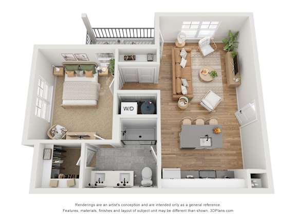 The Gambier 1 Bedroom Apartment Floor Plan at Retreat at Mount Vernon