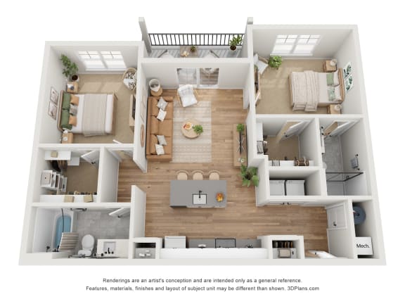The Mulberry Floor Plan at Retreat at Mt. Vernon Apartments