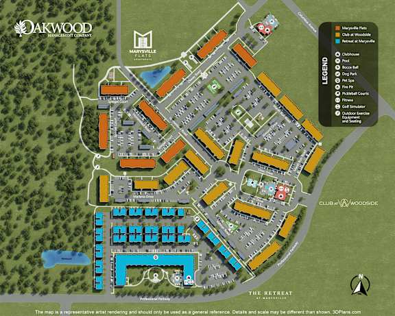 A map of a resort with a legend explaining the symbols used.