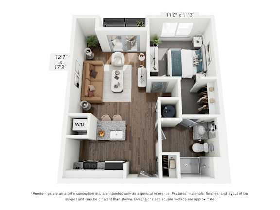 The Buckeye 1 Bedroom Apartment Floor Plan at The Retreat at Marysville