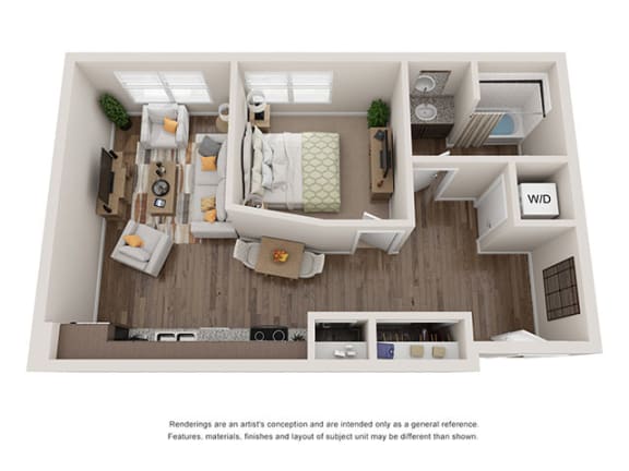 1 bedroom 1 bathroom apartment at Ashley Union Station in Denver, Colorado