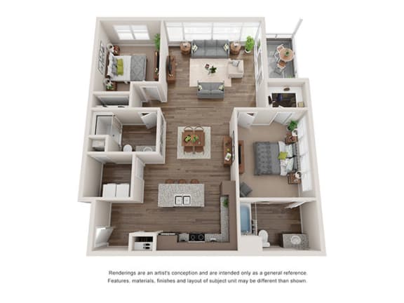2 bedroom 2 bathroom apartment at Ashley Union Station in Denver. Colorado