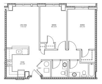 A floor plan of a house with labeled rooms.