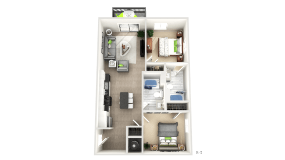 Floor Plan  Two Bedroom Floor Plan  at Apex Apartments, Arlington, VA, 22206