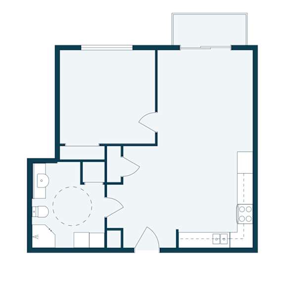 A floor plan of a house with a circular area in the middle.