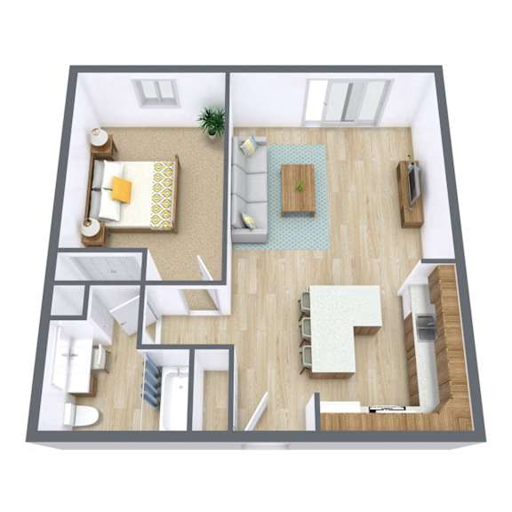 Granger Court Apartments in Fargo, ND | One Bedroom Floor Plan 11G