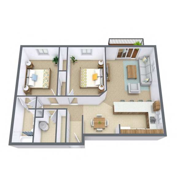 Granger Court Apartments in Fargo, ND | Two Bedroom Floor Plan 21A