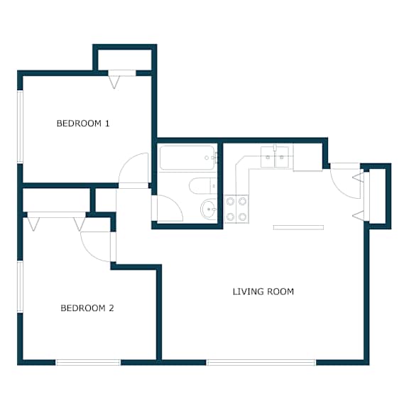 Morningside Apartments in Fargo, ND | Two Bedroom Floor Plan 21B