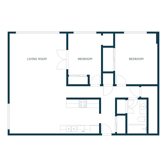 Floor Plan  Park Terrace Apartments in Fargo, ND | Two Bedroom Floor Plan 21B