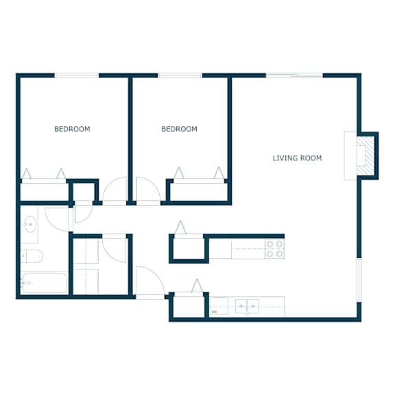 Maplewood Bend Apartments in Fargo, ND | Two Bedroom Floor Plan 21D