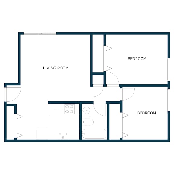 Riverwood Apartments in Crookston, MN | Two Bedroom Floor Plan 21E