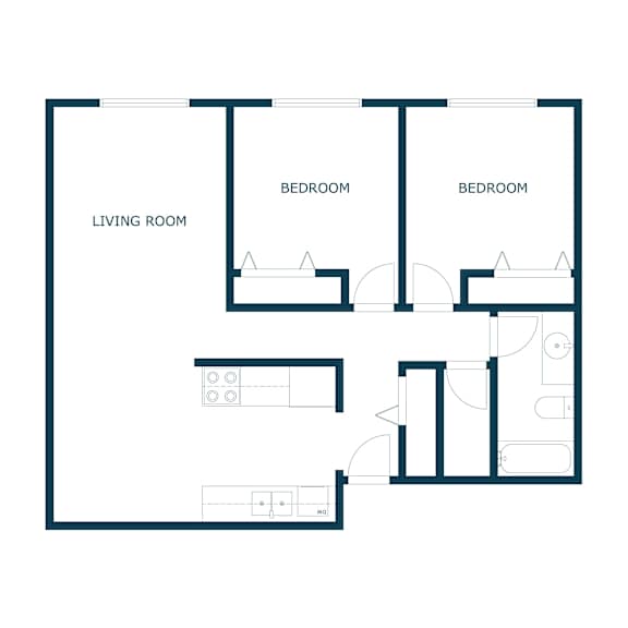 Maplewood Bend Apartments in Fargo, ND | Two Bedroom Floor Plan 21F