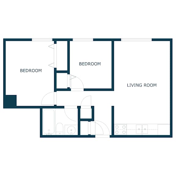 Riverwood Apartments in Crookston, MN | Two Bedroom Floor Plan 21F