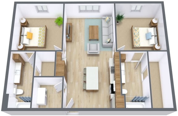 Floor Plan  29 West Apartments | Two Bedroom | Plan 22A