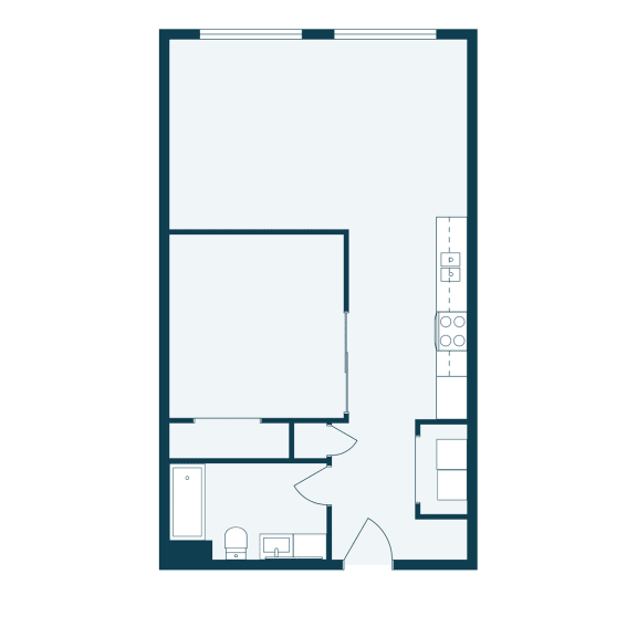 a floor plan of a room with a bedroom and a bathroom