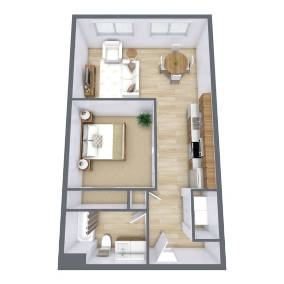 a floor plan of a house with a bedroom and a living room