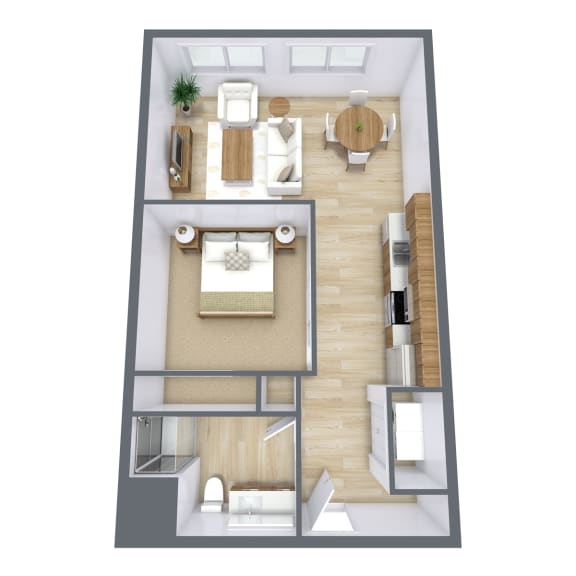 a floor plan of a house with a bedroom and a living room