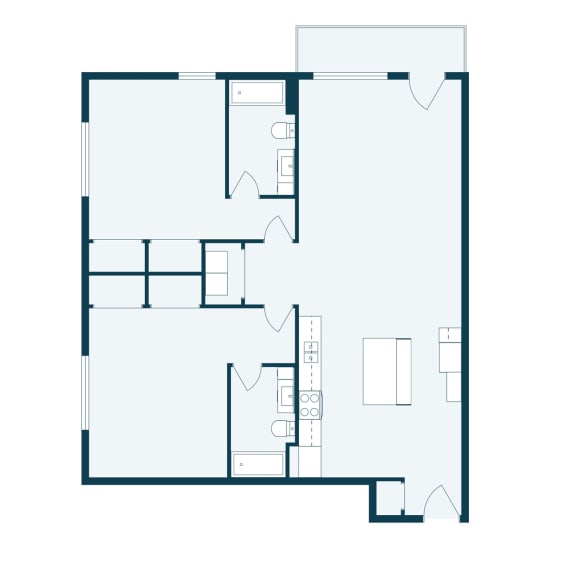 the floor plan of a small house with a bedroom and a living room